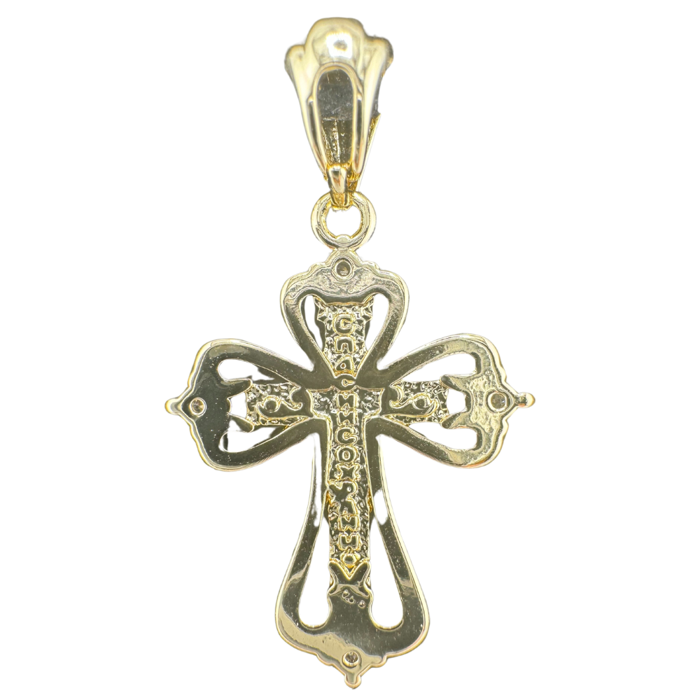 Divine Elegance: Orthodox Crucifix Cross Pendant Plated In 14K Gold Brass Based with Zircon Stone w/o chain Divine Elegance: Orthodox Crucifix Cross Pendant Plated In 14K Gold Brass Based with Zircon Stone w/o chain